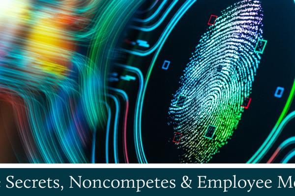 Digital fingerprint graphic with trade secrets text.